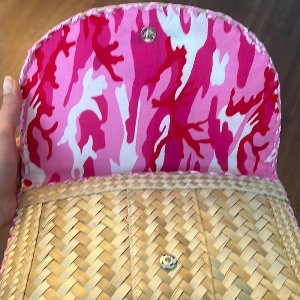 Pink Flamingo Woven Clutch - Picture 2 of 4